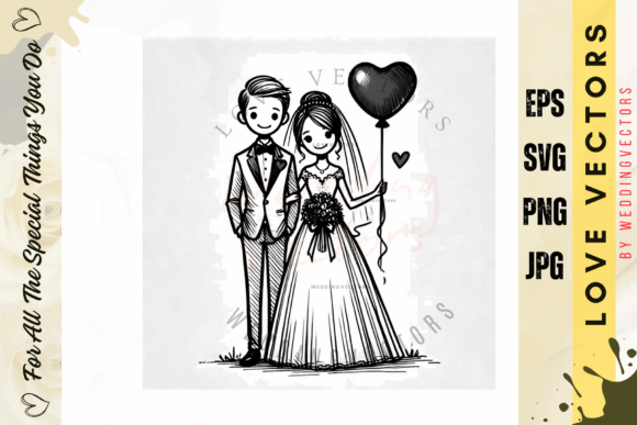 C3673 Wedding Couple and Love Vectors: Design Inspiration