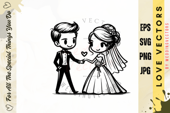 Capturing Forever: The Elegance of Wedding Couple and Love Vectors - C3680