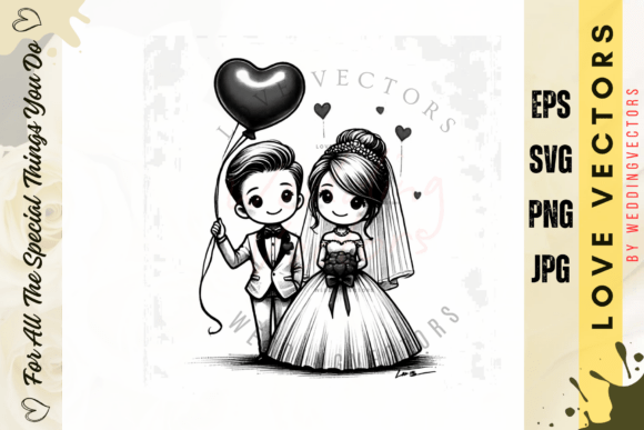 Capturing Romance with Wedding Couple and Love Vectors - C3791