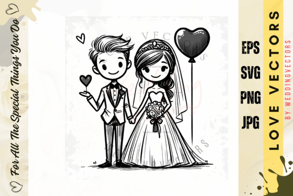Capturing Romance with Wedding Couple and Love Vectors - C3695