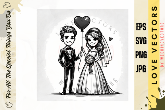 Celebrate Love with Minimalist Wedding Couple Vectors