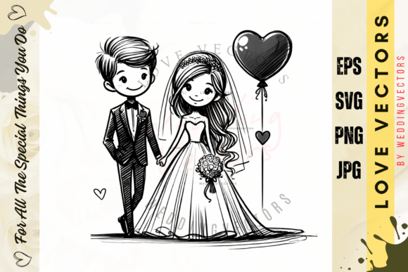 Celebrate Love with Wedding Couple & Love Vectors - C3610