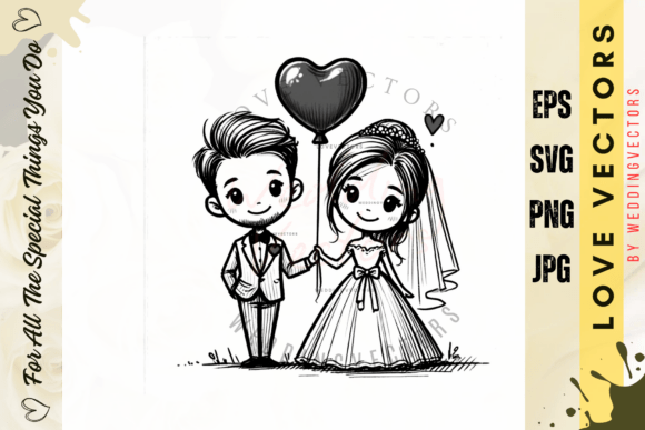 Elevate Your Design with Wedding Couple and Love Vectors - C3671