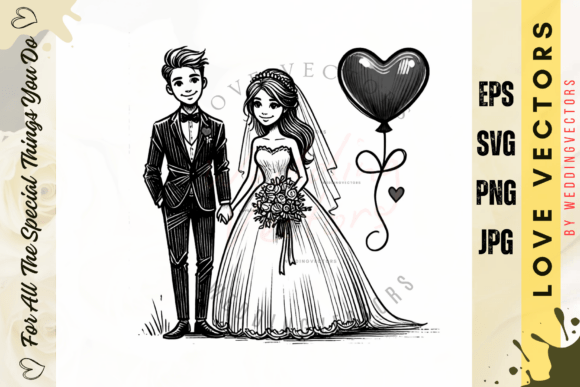 Elevate Your Designs with Wedding Couple & Love Vectors
