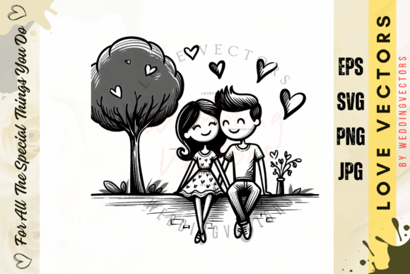 Elevate Your Stationery with Wedding Couple and Love Vectors - C377