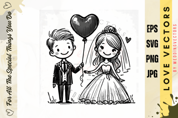 Timeless Romance: The C3771 Art Deco Wedding Vectors