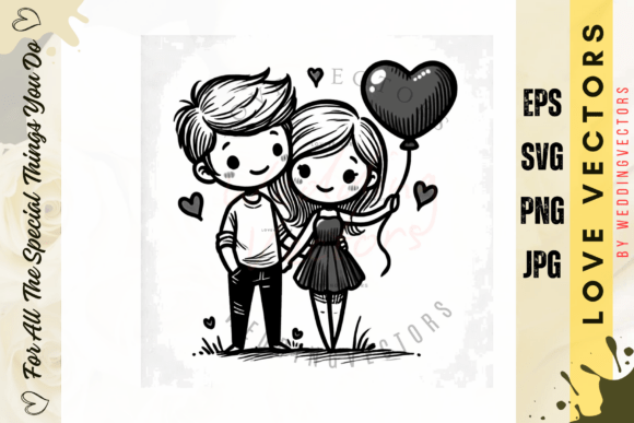 Timeless Romance: Using Wedding Couple and Love Vectors - C2702