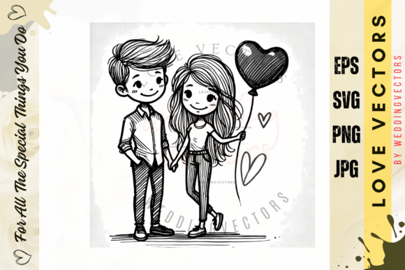 Wedding Couple and Love Vectors - C2698: An Artful Blend of Romance