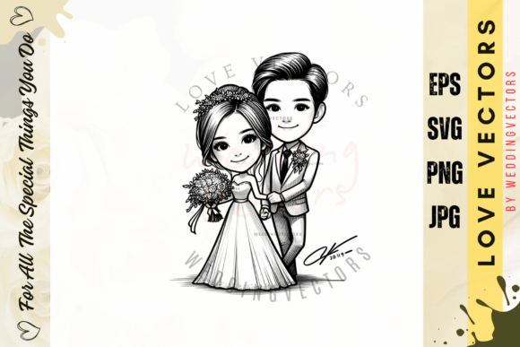 Wedding Couple and Love Vectors - C2701: An Elegant Design Asset