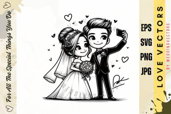 Wedding Couple and Love Vectors - C3240: Crafting Digital Romance