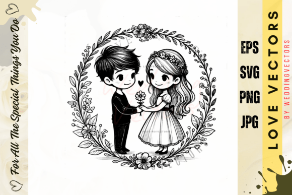 Wedding Couple and Love Vectors: C3608 Collection