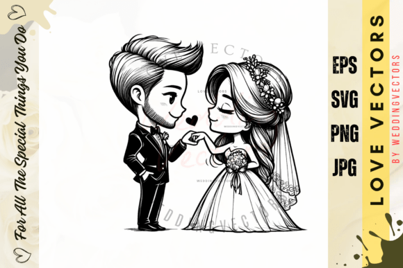 Wedding Couple and Love Vectors - C3662: Modern Minimalist Graphics