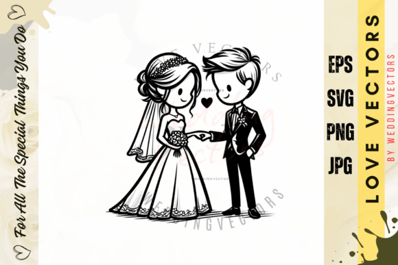 Wedding Couple and Love Vectors - C3702: Elegant Illustrations for Your Projects