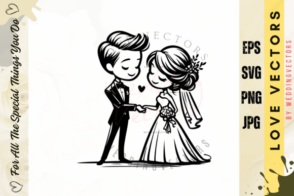 Wedding Couple and Love Vectors - C3716: A Design Asset for Romance