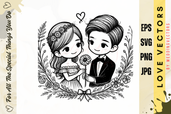 Wedding Couple and Love Vectors: C3743 Design Asset