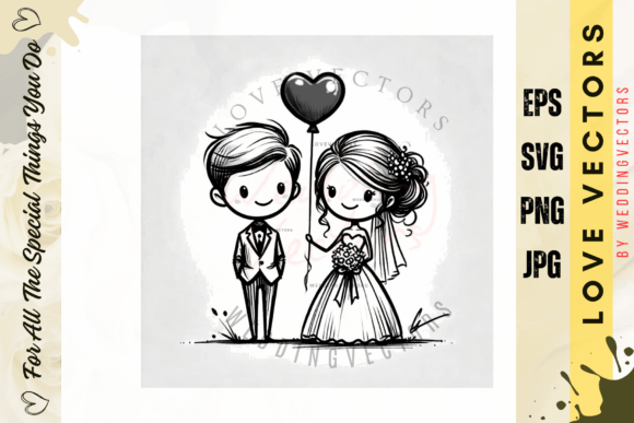 Wedding Couple and Love Vectors - C3761: A Minimalist Romance