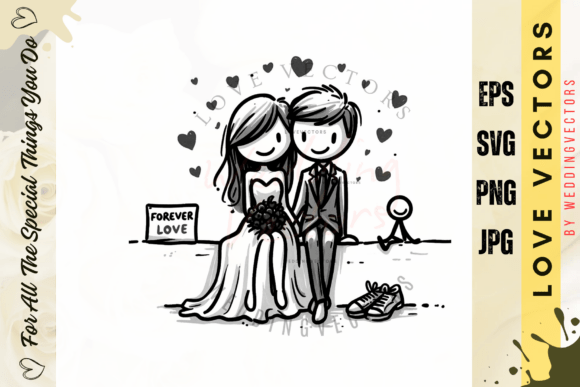 Wedding Couple and Love Vectors - C3764