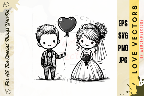 Wedding Couple and Love Vectors - C3779: Designing with Romance