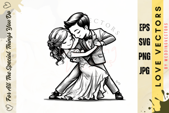 Wedding Couple and Love Vectors - C3800: A Fine Art Approach to Romantic Design