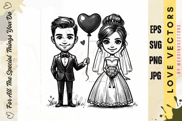Wedding Couple and Love Vectors - C3833: Capturing Romance in Design