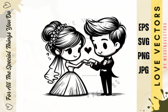 Wedding Couple and Love Vectors: Designing Romance with C3674