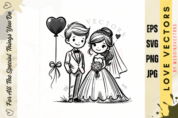 Wedding Couple and Love Vectors: The C3661 Collection